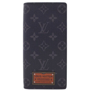 Louis Vuitton Monogram Eclipse Black Portefeuille Wallet Brazza Bifold Long